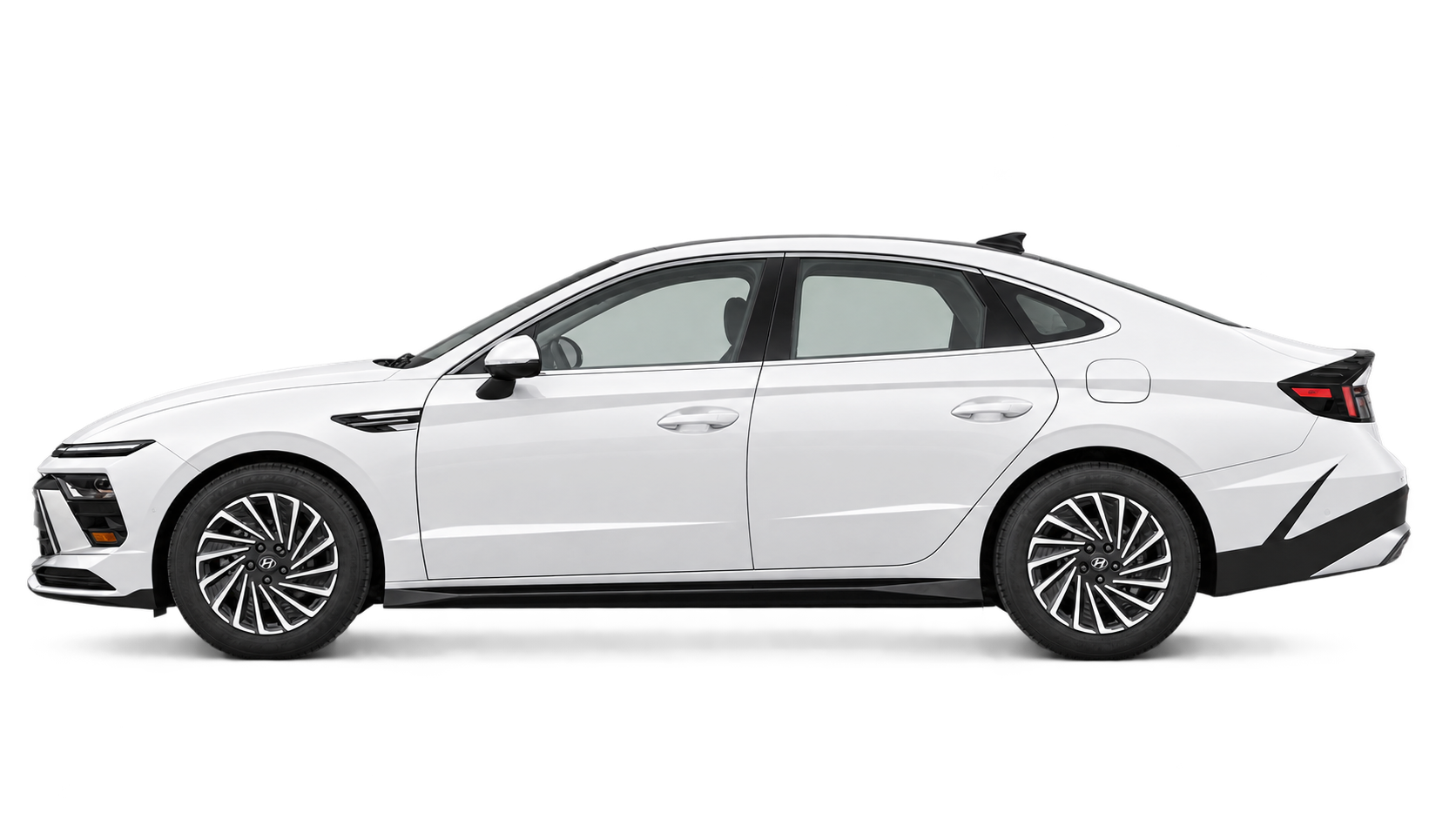Studio illustration of a white 2026 Hyundai Sonata Preferred-Trend Hev; illustrative, not a photo of this stock vehicle.